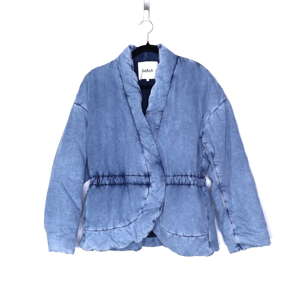 BA&SH NEW Blouson Caly Denim Puffer Lady Jacket Blue Jean Lagenlook Women's 2/M